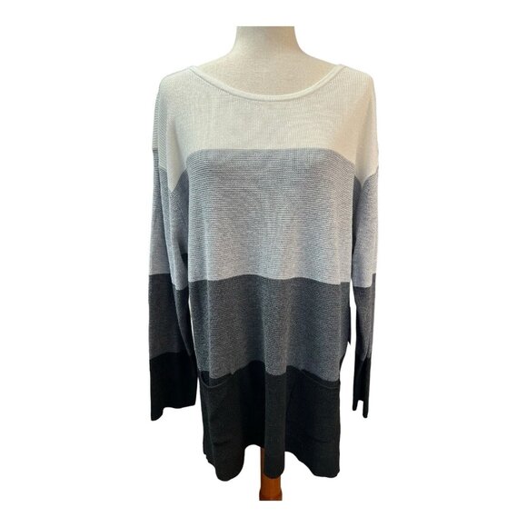 Vince Camuto Women Waffle Stitch Tunic Sweater~Size XXL~Black Stripe~ L1 05 - Picture 1 of 10